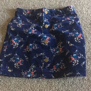 Flowered Jean Skirt